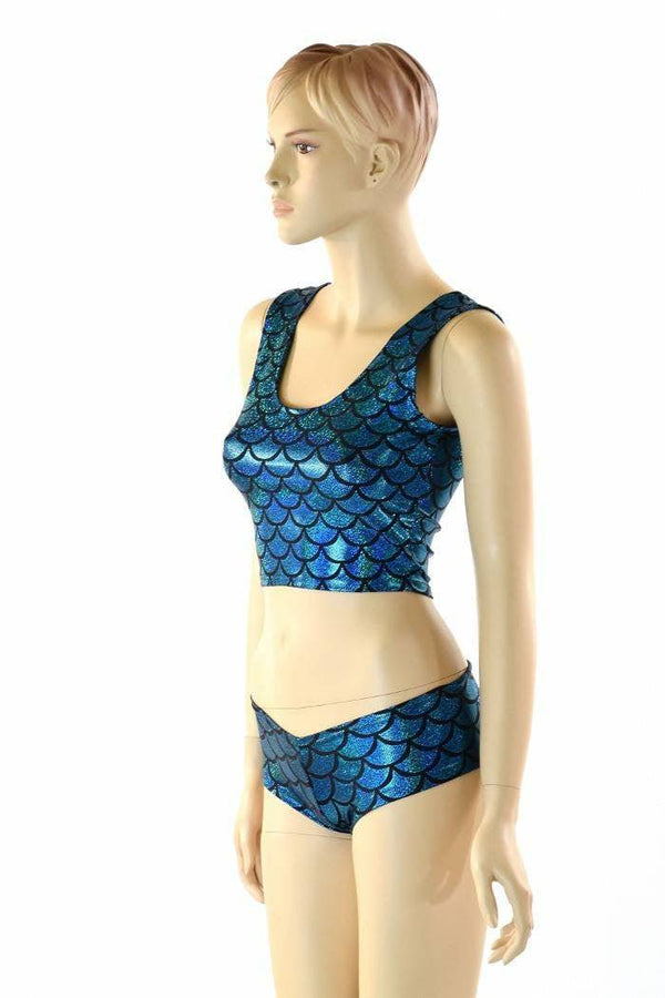 Turquoise Mermaid Crop & Cheeky Set - 1