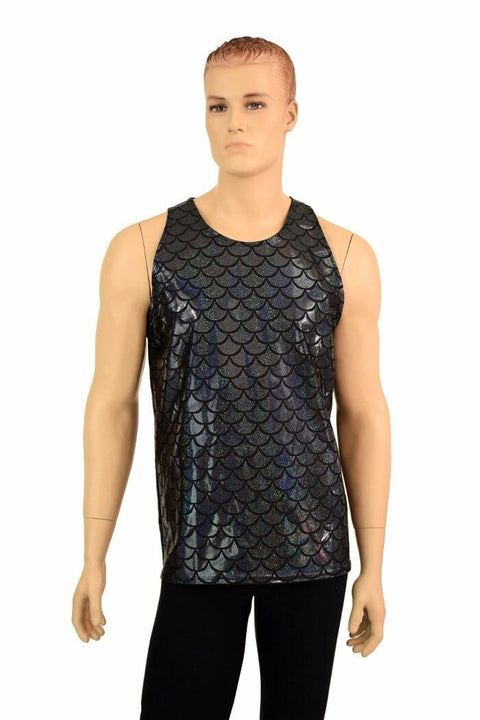 Ready to Ship Mens Black Merman Scale Muscle Tank 2XL - Coquetry Clothing
