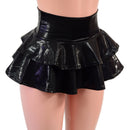 10" Ultra Mini Double Tiered Mini Skirt in Black Mystique - Coquetry Clothing