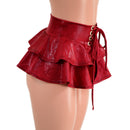 10" Ultra Mini Double Tiered Mini Skirt in Coagulant Red - Coquetry Clothing