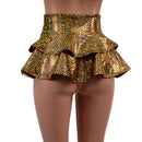 10" Ultra Mini Double Tiered Mini Skirt in Gold Fish Scale - Coquetry Clothing