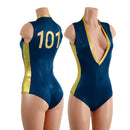 101 Plunging V Neck Romper with Siren Cut Leg and Side Panels - Coquetry Clothing