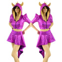 Dragon Tail Skirt & Crop Hoodie Set with Horns - 1