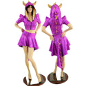 Dragon Tail Skirt & Crop Hoodie Set with Horns - 3