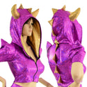 Dragon Tail Skirt & Crop Hoodie Set with Horns - 5