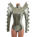 Spiked Mega Sharp Shoulder Romper in Platinum - 3