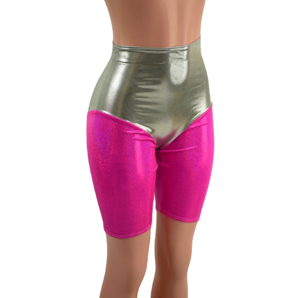 Fonda Shorts in Platinum and Neon Pink Sparkly Jewel - 2