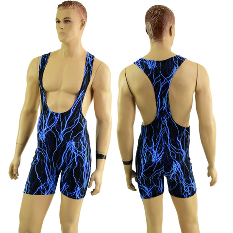 Mens Muscle Cut Y Back Singlet in Blue Lightning - Coquetry Clothing