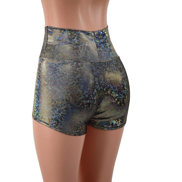 Silver Kaleidoscope High Waist Shorts READY to SHIP - 4