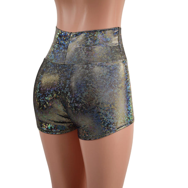 Silver Kaleidoscope High Waist Shorts READY to SHIP - 5