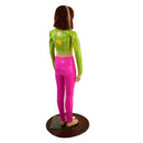 Kids Neon Pink and Green Leggings and Crop Top Set - Coquetry Clothing