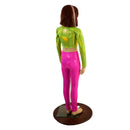 Kids Neon Pink and Green Leggings and Crop Top Set - Coquetry Clothing