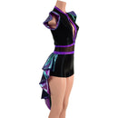 Scarab, Plumeria and Black Mystique Tux Back Romper with Boy Cut Leg - Coquetry Clothing