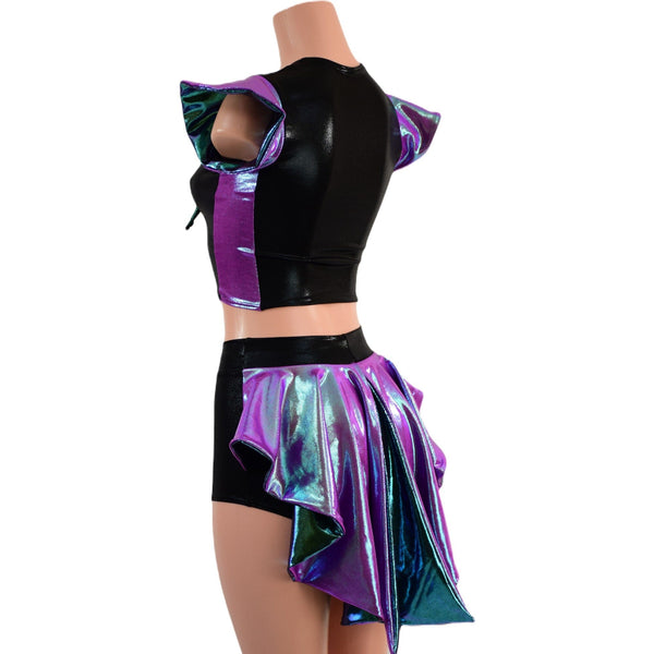 2PC Set Laceup Crop Top and Mid Rise Shorts with MINI Tux Back - 4