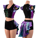 2PC Set Laceup Crop Top and Mid Rise Shorts with MINI Tux Back - 1