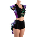 2PC Set Laceup Crop Top and Mid Rise Shorts with MINI Tux Back - Coquetry Clothing