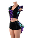 2PC Set Laceup Crop Top and Mid Rise Shorts with MINI Tux Back - 4