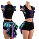 2PC Set Laceup Crop Top and Mid Rise Shorts with MINI Tux Back - 1