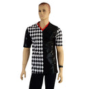 Mens Harlequin V Neck Shirt with Tee Sleeves - Coquetry Clothing