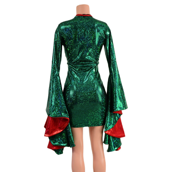 Green Kaleidoscope Bodycon Dress with Keyhole and Mini Sorceress Sleeves - 7