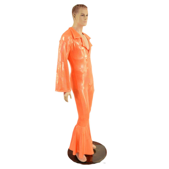 Mens Waterloo Catsuit in Neon Orange Sparkly Jewel - Coquetry Clothing