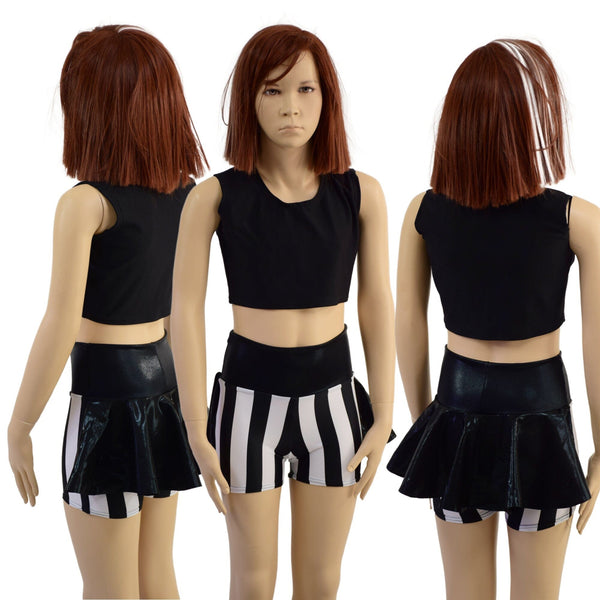 12 Ready to Ship Girls Ruffle Rump Shorts in Black and White Stripe - 2