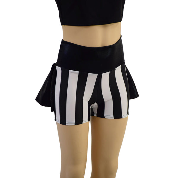 12 Ready to Ship Girls Ruffle Rump Shorts in Black and White Stripe - 5