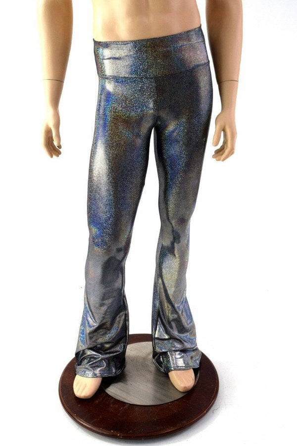 Ready To Ship Mens Silver Holographic Bootcut Leggings Small 32" - 4
