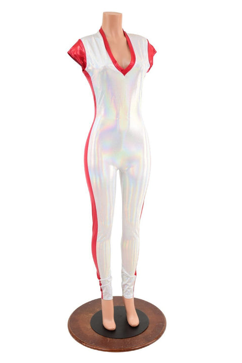 Ready to Ship Flashbulb Holographic Side Panel Catsuit XS - Coquetry Clothing