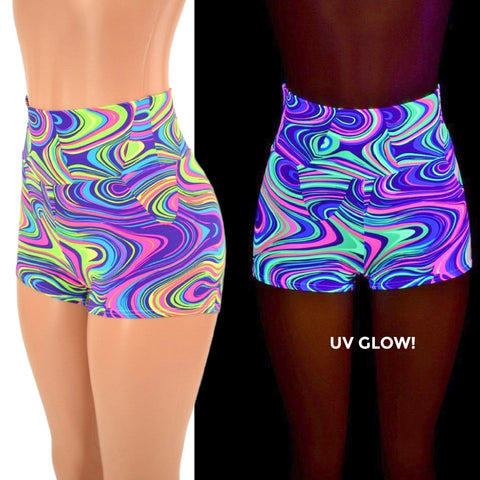 Glow Worm High Waist Shorts READY to SHIP - Coquetry Clothing