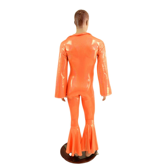 Mens Waterloo Catsuit in Neon Orange Sparkly Jewel - Coquetry Clothing