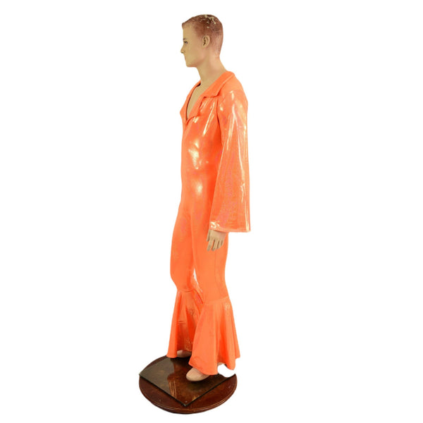 Mens Waterloo Catsuit in Neon Orange Sparkly Jewel - 3