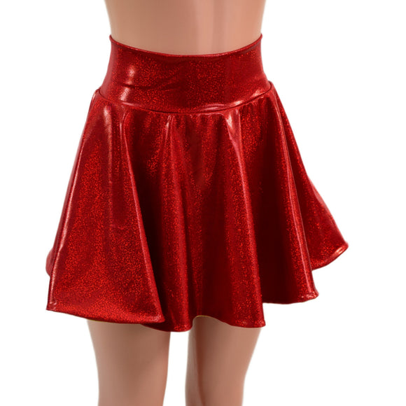 15" Circle Cut Flip Skirt in Red and Gold Sparkly Jewel - Coquetry Clothing