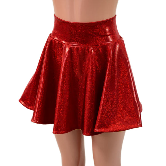 15" Circle Cut Flip Skirt in Red and Gold Sparkly Jewel - Coquetry Clothing