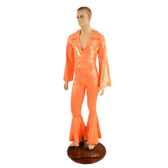 Mens Waterloo Catsuit in Neon Orange Sparkly Jewel - Coquetry Clothing