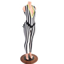 Plunging V Catsuit with Ruffle Rump and V Front Waistband - Coquetry Clothing