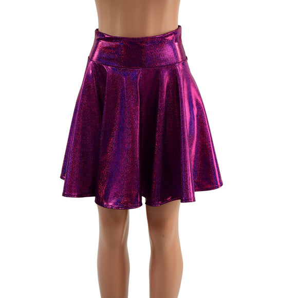 19" Fuchsia Sparkly Jewel Skater Skirt - Coquetry Clothing