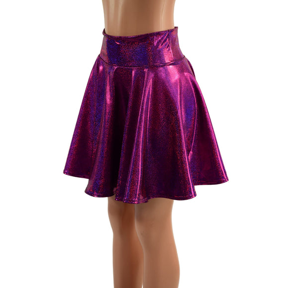 19" Fuchsia Sparkly Jewel Skater Skirt - Coquetry Clothing