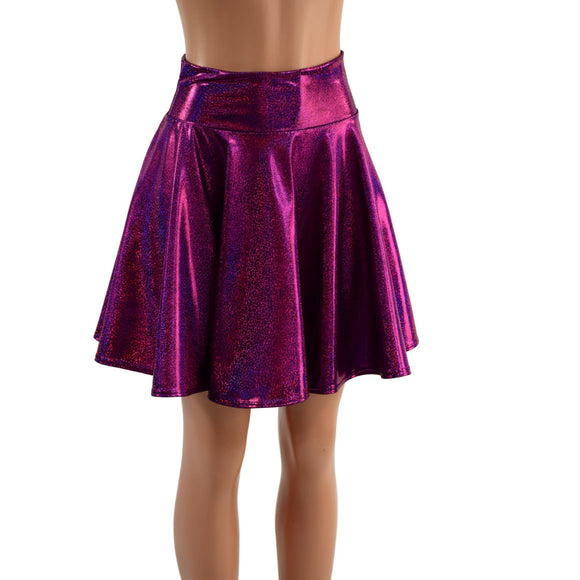 19" Fuchsia Sparkly Jewel Skater Skirt - Coquetry Clothing