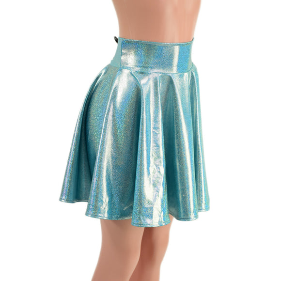 19" Seafoam Holographic Skater Skirt - Coquetry Clothing