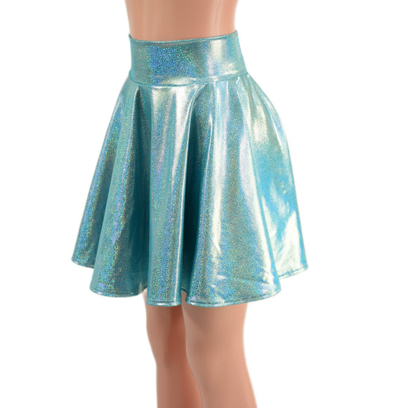 19" Seafoam Holographic Skater Skirt - Coquetry Clothing