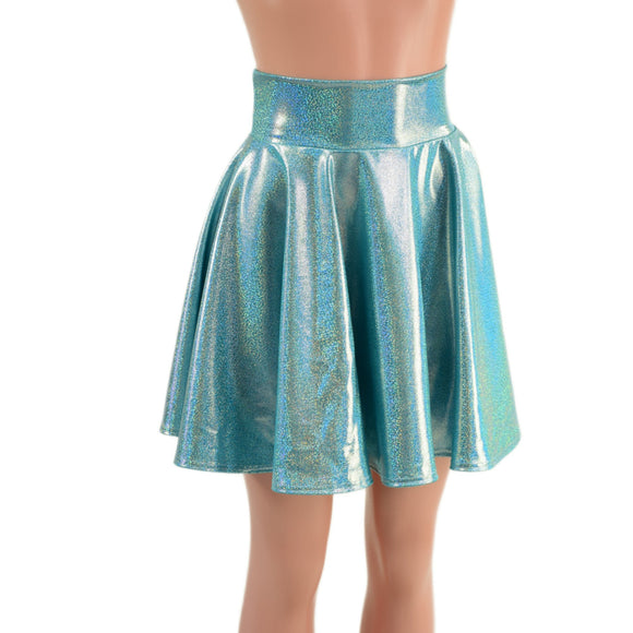 19" Seafoam Holographic Skater Skirt - Coquetry Clothing