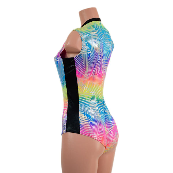 Plunging V Neck Side Panel Romper - 4