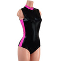 Black Mystique Stella Romper with Neon Pink Side Panels and Collar - 6