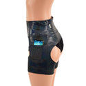 Black Holographic Short Chaps with Side Pockets - 4