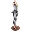 Plunging V Catsuit with Ruffle Rump and V Front Waistband - Coquetry Clothing