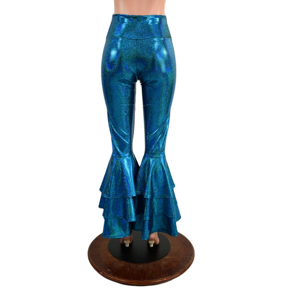 Ocean Sparkle High Waist Triple Tier Bell Bottom Flares - Coquetry Clothing