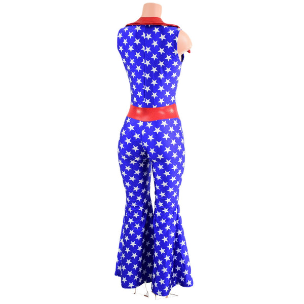 Patriotic Solar Flare V Front Catsuit with Showtime Collar - 3