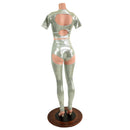 3PC Nirvana Top, Siren Shorts, and Midrise Chaps Set in Platinum - Coquetry Clothing