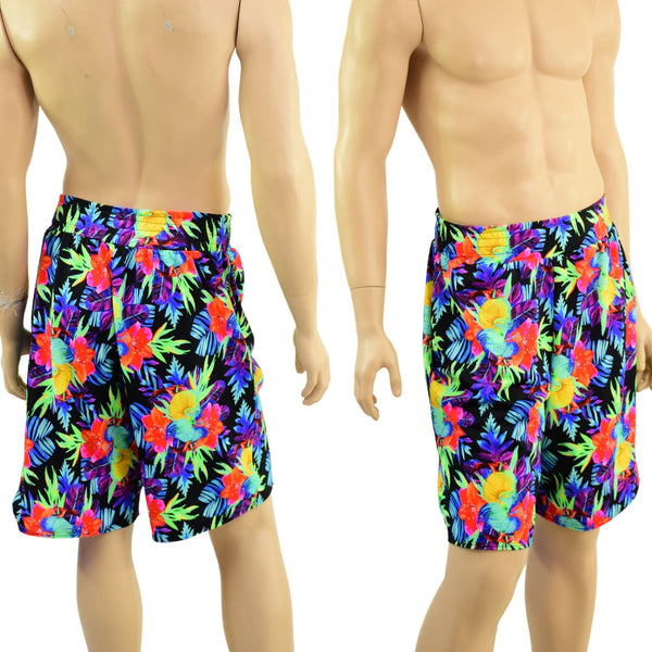 Ready to Ship Mens Basketball Shorts with Pockets in Sonic Bloom Large - 4